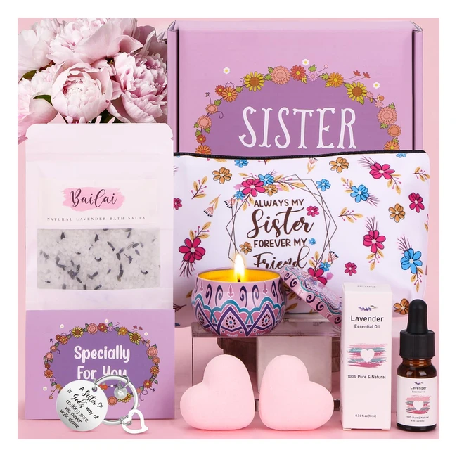 Unique Birthday Pamper Gifts for Sister - Relaxing Spa Kit with Self Care Packag