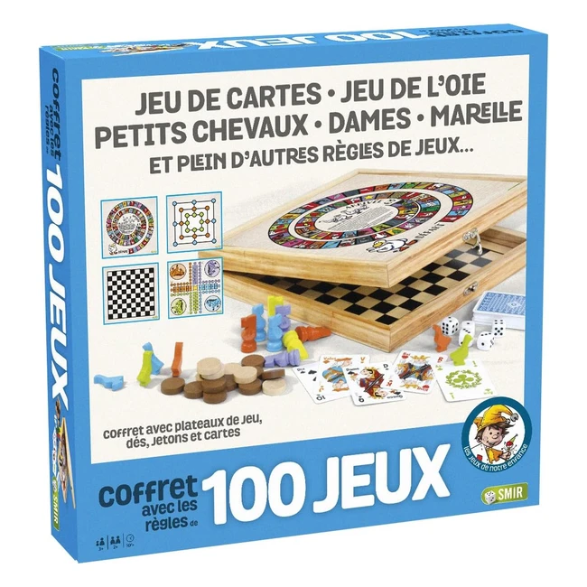 Coffret 100 Jeux Traditionnels en Bois - France Cartes - Réf. 527600