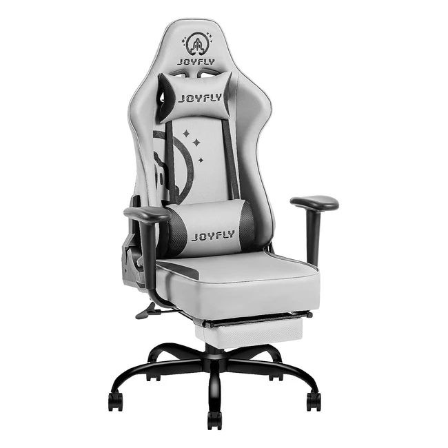 Joyfly Gaming Chair - Ergonomic High Back Office Chair with Footrest - Racing Style Gamer Chair - 350lbs Capacity - Grey
