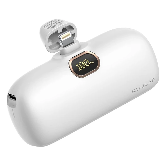 Batterie Externe Kuulaa 5000mAh Charge Rapide - Mini Chargeur Portable pour iPhone - Blanc