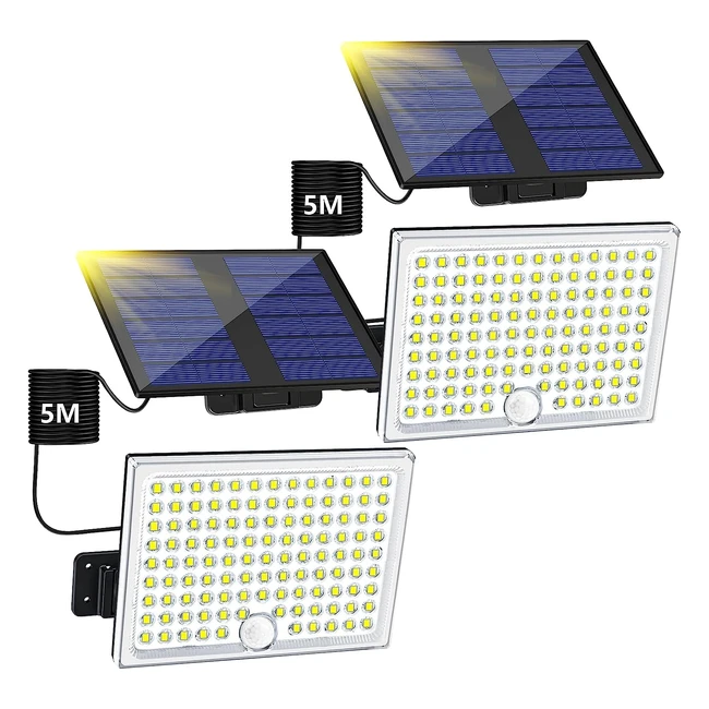 Lampe Solaire Extérieur Détecteur de Mouvement - Lumière LED Puissante - 113 LED - 2000mAh - 4 Modes