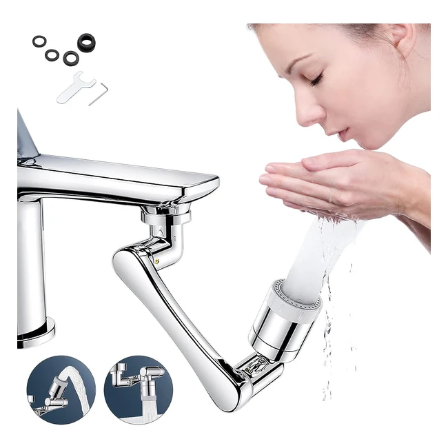 Robinet de rallonge pivotant 1440 - Multifonction 2 modes de sortie d'eau - Adapté pour filetage 20/22/24mm - Aérateur universel pour évier de cuisine