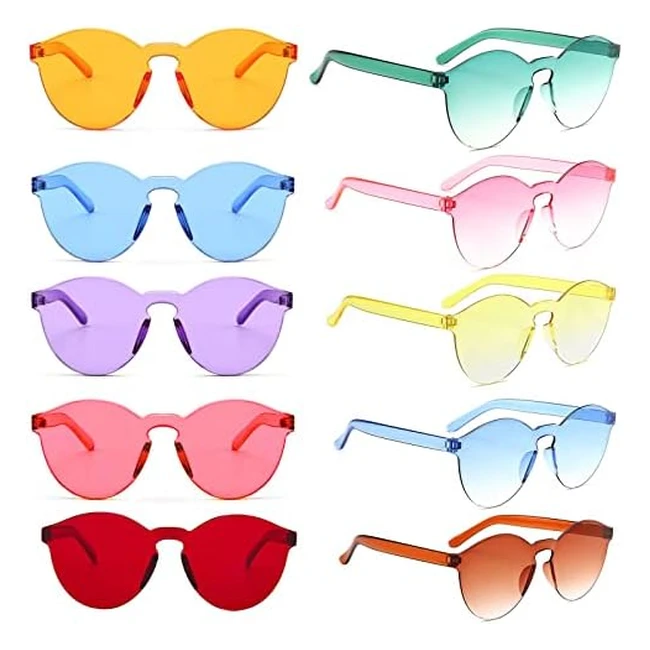 Yomaido Retro Round Party Sunglasses - 10 Packs - Funky Glasses for Adults and Kids