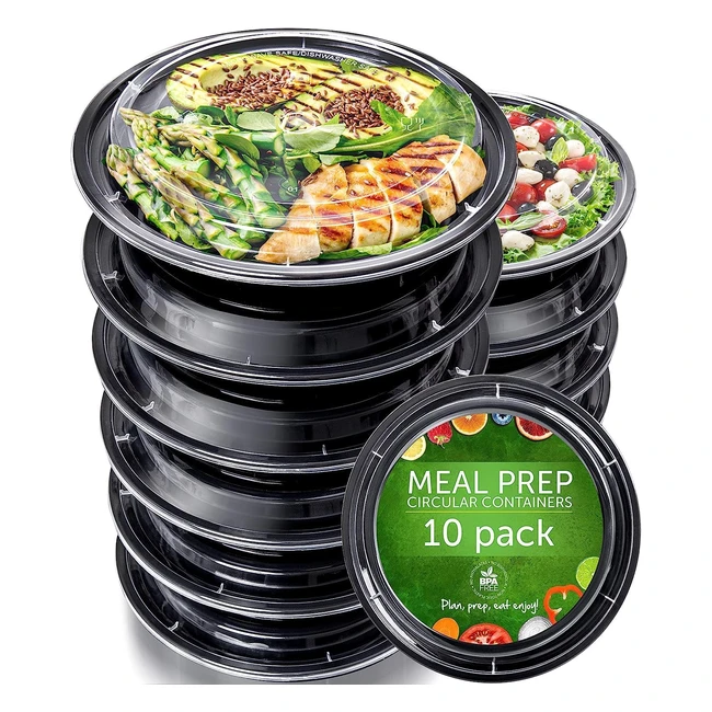 10 Pack Meal Prep Containers Reusable with Airtight Lids - Stackable, Microwave & Dishwasher Safe - Food Storage Boxes for Portion Control - Bento Boxes