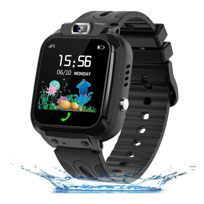 Montre Connectée GPS Étanche pour Enfants - SOS Conversation Bidirectionnelle - Montre Intelligente Enfants - Jeu Caméras - Mode Silencieux - Smartwatch - Cadeaux pour Garçons et Filles