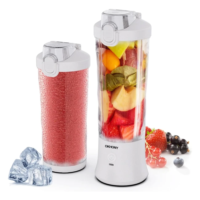 Portable Blender for Shakes and Smoothies - USB Rechargeable 600ml Mini Blender 