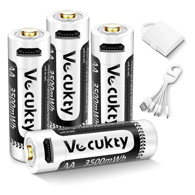 Piles AA Rechargeables USB Keenstone - 4 en 1 - 3500mWh - Lithium - LR6 HR6 - Te