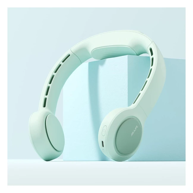 Ventilatore da collo portatile Jisulife 4500mAh USB ricaricabile - Flusso d'aria migliorato - Ultrasilenzioso - Verde menta