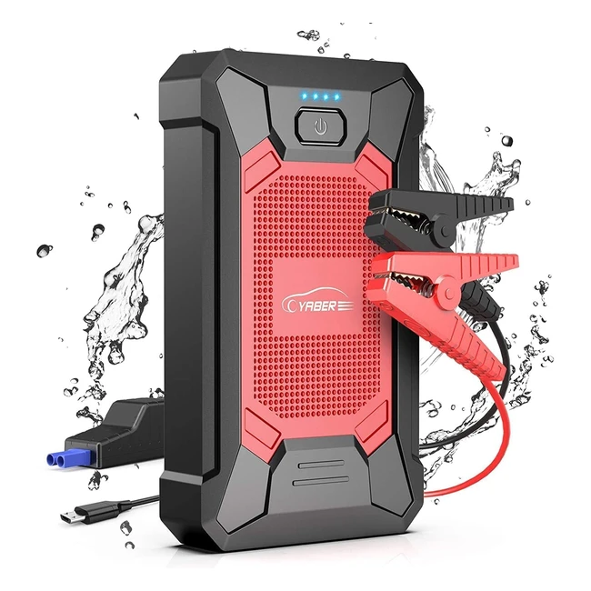 Yaber Jump Starter Power Pack 1500A - Boost Car Battery & Start 7L Petrol or 5.5L Diesel Engines - Portable & Waterproof - Quick Charge & LED Flashlight