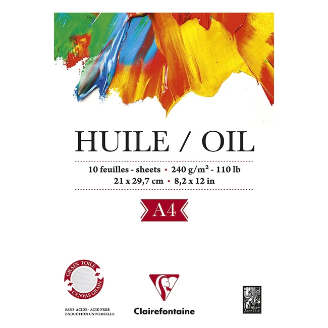 Blocco Clairefontaine 96311C, carta da disegno huile, 10 fogli, 21x297 cm, 240g