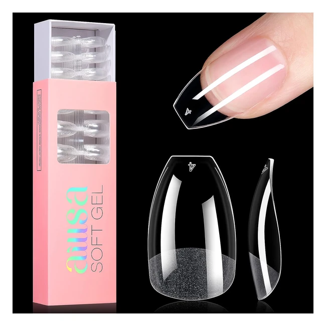 Aillsa Ballerina Nail Tips - Half Matte Soft Gel Full Cover - DIY Valentine Gift