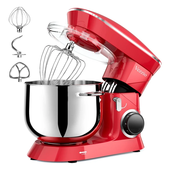 Impastatrice Planetaria Vezzio 1500W - 10 Velocità, 85L Ciotola in Acciaio, Frusta, Gancio per Impastare