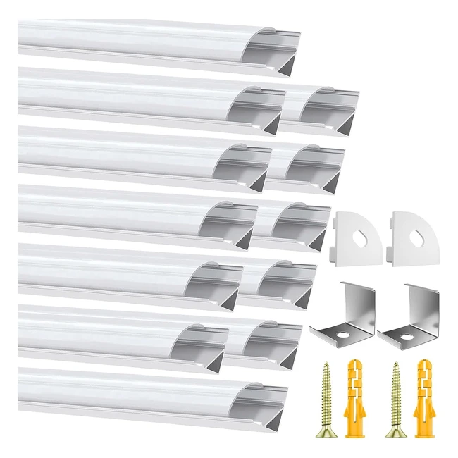 12 Pack 33ft/1m LED Aluminum Channel V Shape - Easy Installation, Strong and Robust - Ideal for LED Strip Lights