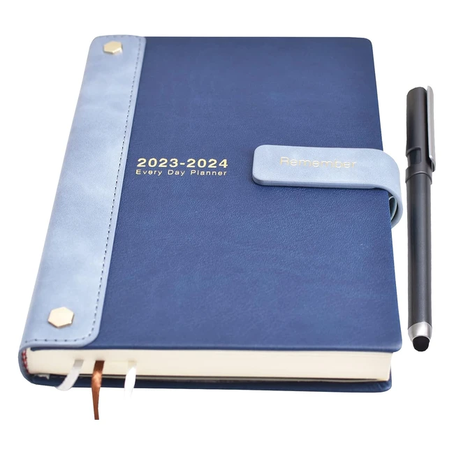 2023 2024 Diary - A5 Page a Day/Month Weekly Planner with Pen - Blue