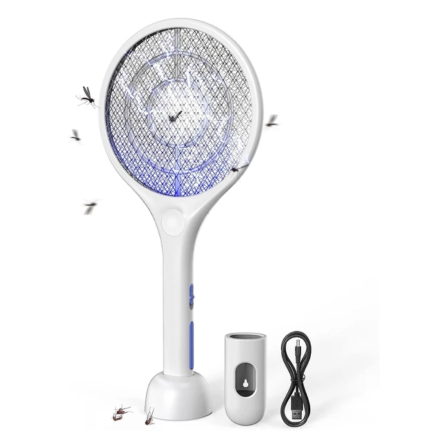 ¡Mata moscas y avispas con un solo golpe! Matamoscas eléctrico Conopu 4000V USB, doble capa de protección, eficaz contra mosquitos