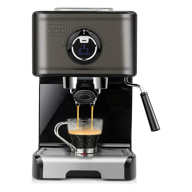 Cafetera Express Black+Decker BXCO1200E - Acero Inoxidable - 15 Bars - 12L - Negro