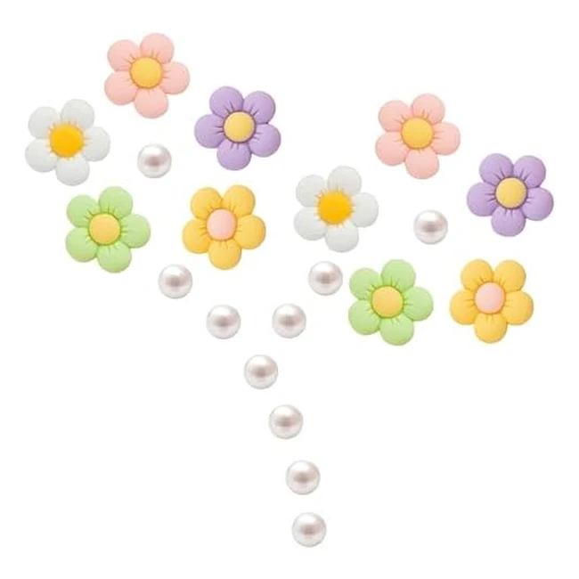 Nevege Flower Shoe Charms - Crystal Rhinestone Pearl Decoration