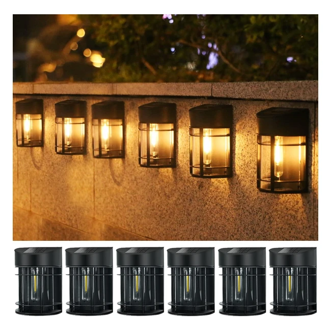 Lampe Solaire Extérieur Jardin 6 Packs - Étanche, Rétro LED, Décoration pour Chemin Terrasse Patio - Blanc Chaud 3000K