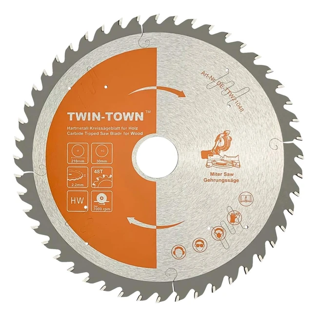 Sierra Circular Twintown HM 210x30mm 48 Dientes - Ideal para Construcción y Madera