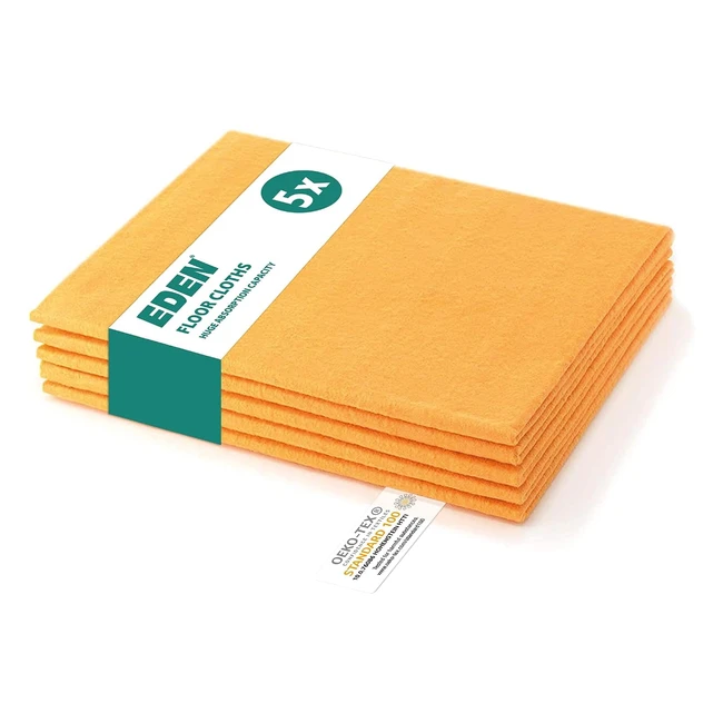 Serpillères microfibres Eden pour sols - Orange - 5 pièces - 50x60cm - Polyvalentes et absorbantes