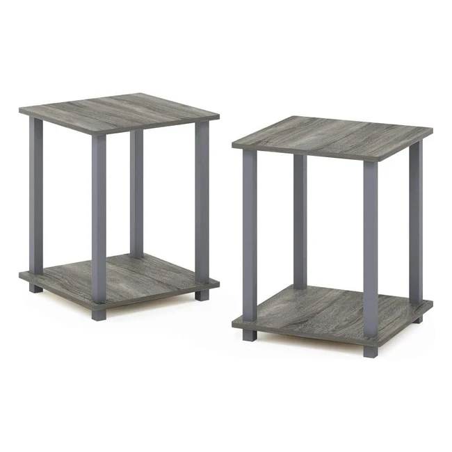 Furinno Simplistic 2-Pack End Table - French Oak Grey - Compact Design - High Quality Material