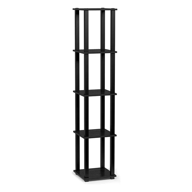 Furinno Turnstube 5-Tier Corner Square Rack Display Shelf | Americano Black
