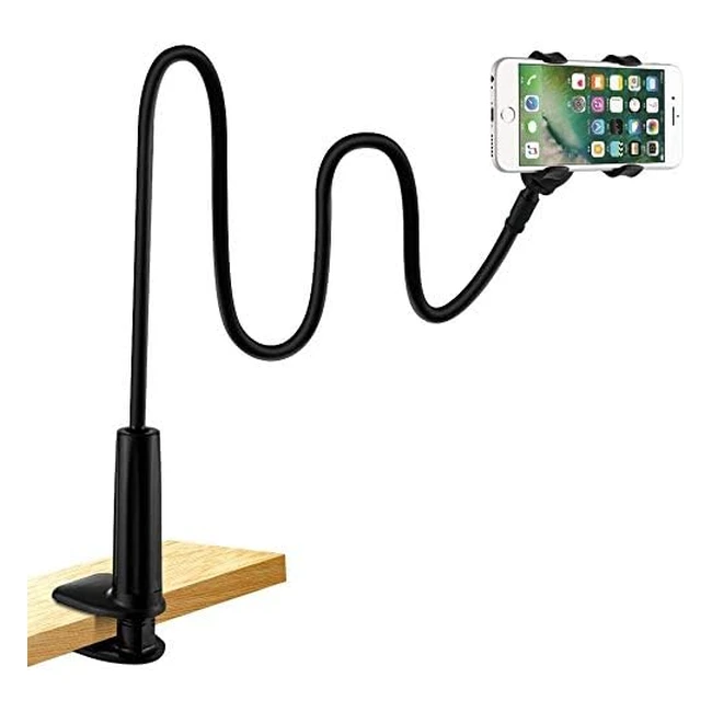 Lonzoth Cell Phone Holder - Flexible Gooseneck Stand for iPhone 14, Samsung S10 - Convenient and Secure