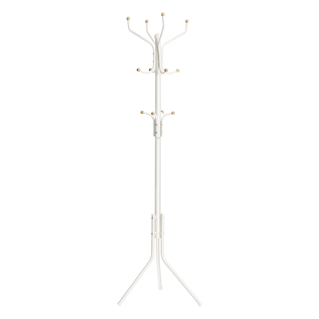 Songmics Metal Coat Rack Clothes Stand Hat Handbag Hanger 182cm Tall Hall Tree RCR19W - Creamy White Ivory