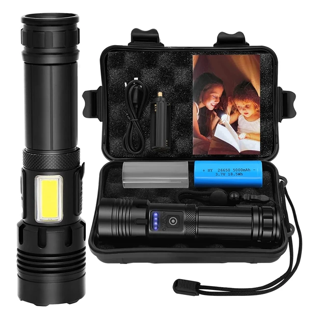 Lampe Torche LED Ultra Puissante Superpow 20000 Lumens XHP160 avec Batterie Rechargeable