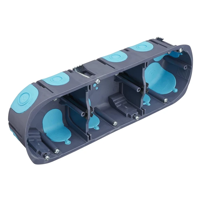 Cajetín empotrable Debflex 718386 para yeso 3 tomas - Gris y azul