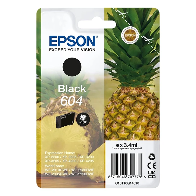 Epson 604 Pineapple Genuine Black Ink Cartridge - Guaranteed Results