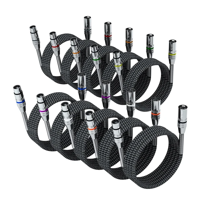 Fibbr XLR-Kabel 3m 10er Pack, Mikrofonkabel, Nylon-Geflecht, XLR-Stecker auf XLR-Buchse, langlebiges, ausgewogenes Mikrofonkabel, kompatibel mit Vorverstärkern, Lautsprechersystemen uvm.