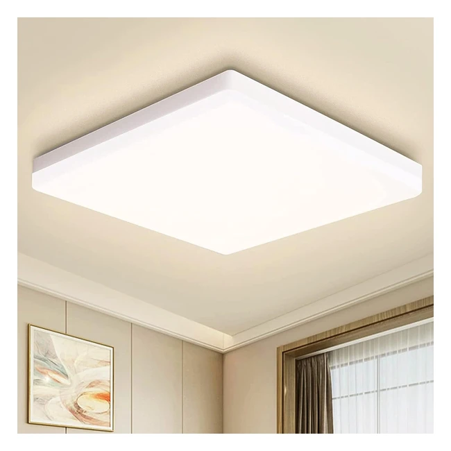 OOWOLF LED Ceiling Light 25W Daylight Fixture IP44 Kitchen Lights 1900lm 4500K