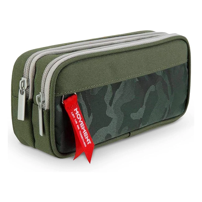 Cooyou Large Capacity Boys Pencil Case - 3 Compartments - Smooth Zipper - Portable Pencil Pouch - Green