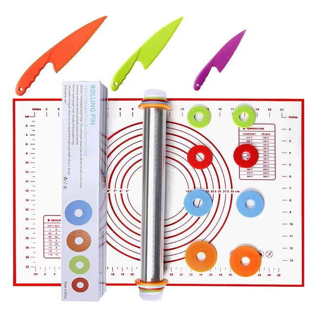 Matterello in Acciaio Inossidabile con Coltello da Taglio - Regolabile e Indicatore di Pagina - Ideale per Pasticceria