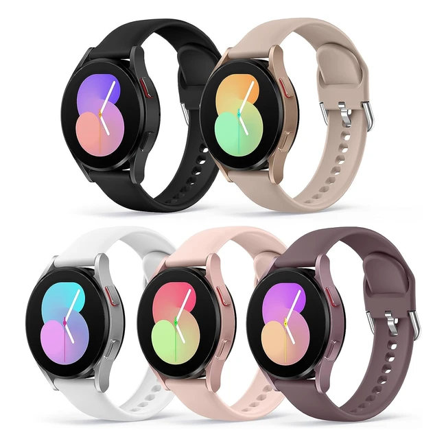 Bracelet Higgs 5 Pack 20mm pour Samsung Galaxy Watch 45 40mm 44mm, Galaxy Watch 4 Classic 42mm 46mm, Watch Active 2 40mm 44mm - Bracelets en Silicone Sport pour Homme et Femme
