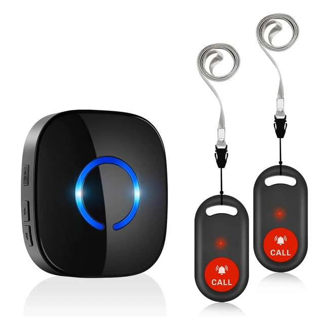 Pulsante Chiamata Emergenza Anziani 500ft - Sistema Allarme Assistenza Pazienti - Trasmettitore SOS Impermeabile
