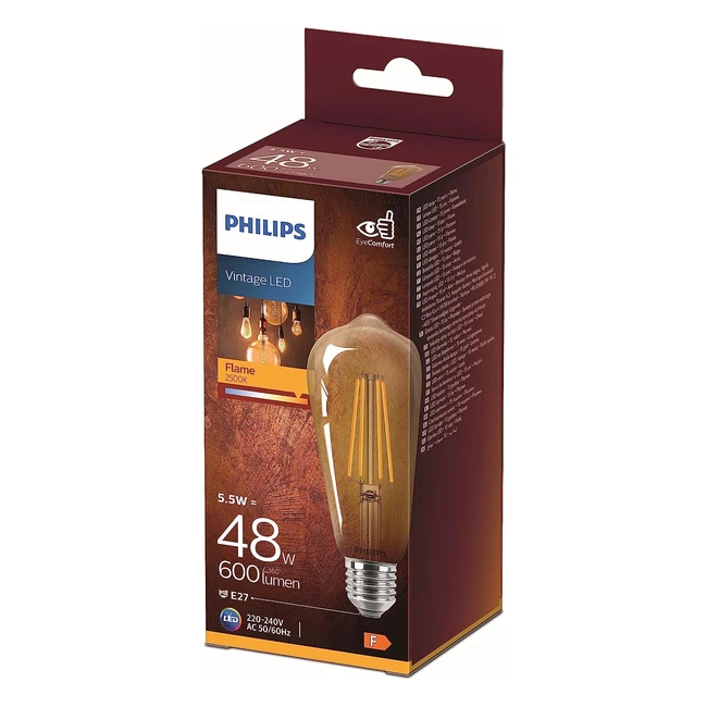Philips Lampadina LED Edison Filamento 48W E27 Luce Bianca Calda Non Dimmerabile Vintage Gold