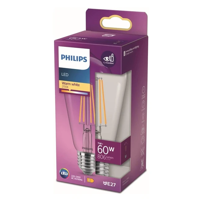 Philips Lighting Lampadina LED Edison Filamento ST64 E27 60W Luce Bianca Calda 2