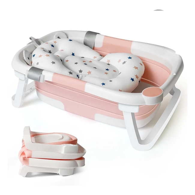 Collapsible Baby Bath Foldable Tub Newborn with Seat Support - Portable Infant T