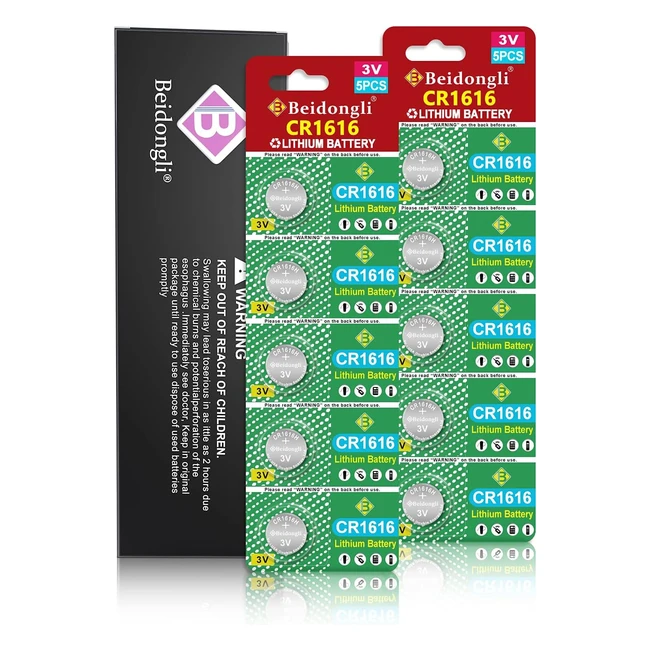 Batteria al Litio CR1616 3V - Pacco da 10 - Garanzia 5 Anni