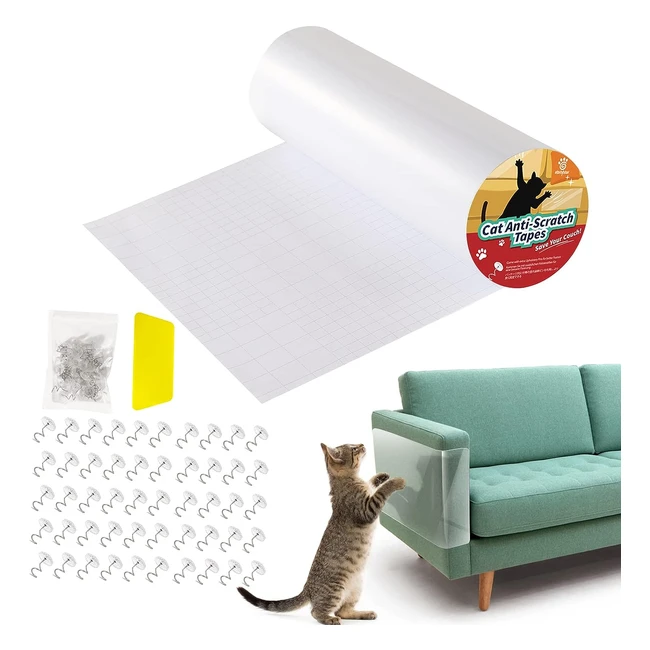 Protezione Graffi Gatto Vavopaw - 30 500cm - Nastro Adesivo Antigraffi per Divani - Trasparente PVC - Protettore per Divano