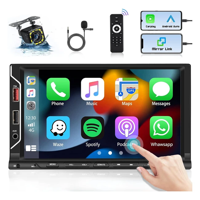 Hikity Double Din Wireless Apple Carplay Car Stereo 7 Inch Touch Screen Bluetooth MP5 Player