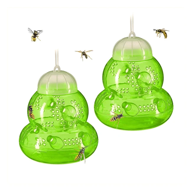 Lot de 2 pièges à guêpes extérieur, pratique contre les guêpes, abeilles et frelons, suspendre ou poser, vert clair