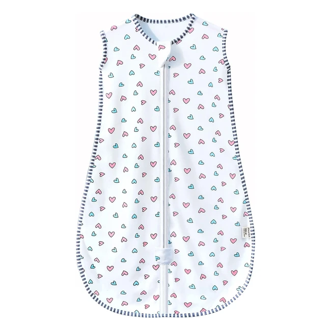Mikafen Baby Sleeping Bag - 100% Organic Cotton, Sleeveless, Pink Love - 10tog, Size 12-18 Months
