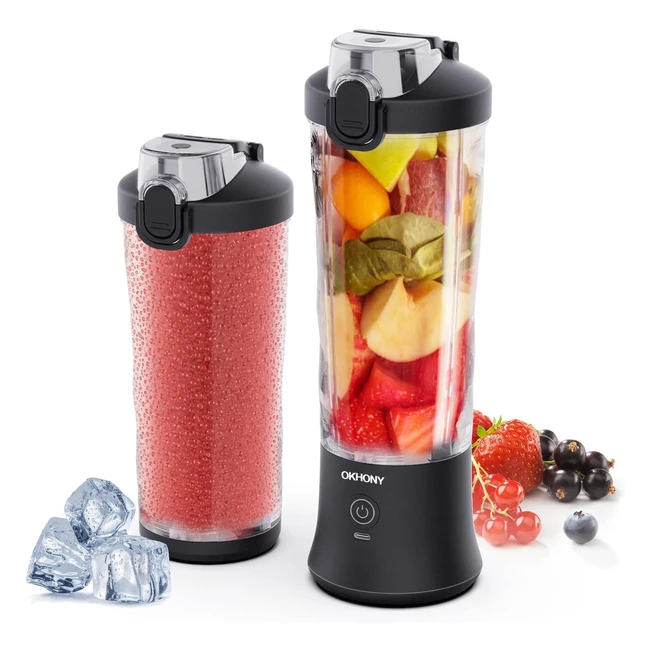 Portable Blender Personal Blender 600ml USB Rechargeable - 6 Blades - Sports Tra