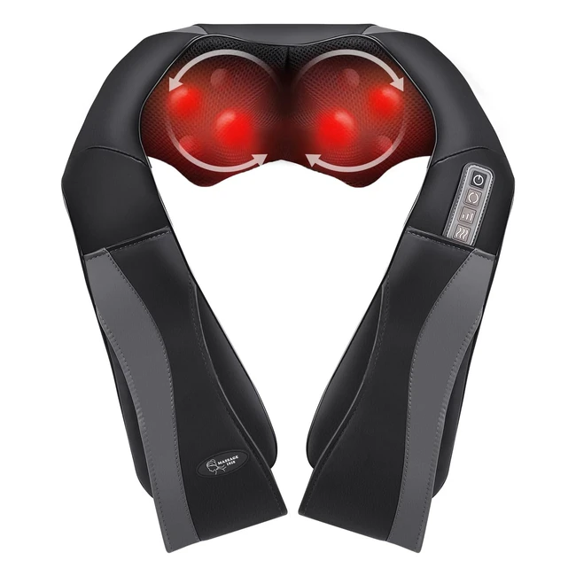 Shiatsu Neck Massager with Heat - Deep Tissue 3D Kneading - Gifts for Women/Men - Home & Office Use