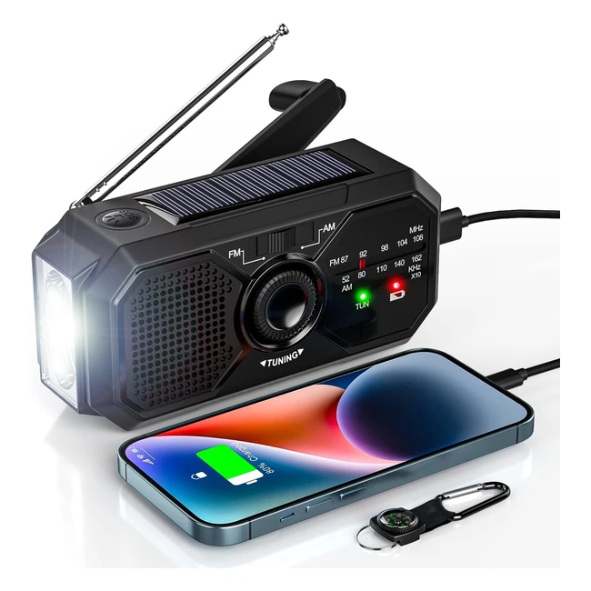 Radio Portatile Solare Uohhboe Ricaricabile con Dinamo a Manovella e AMFM 250