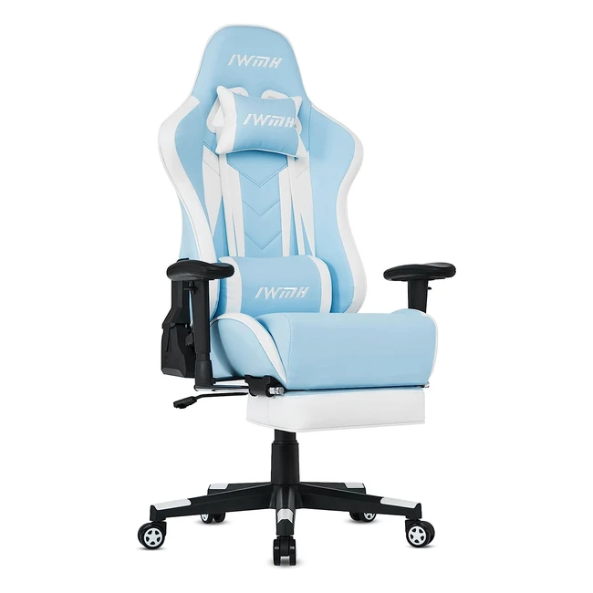 Chaise gaming ergonomique WM Heart avec repose-pieds pliable - Confort ultime pour les joueurs et les employés de bureau