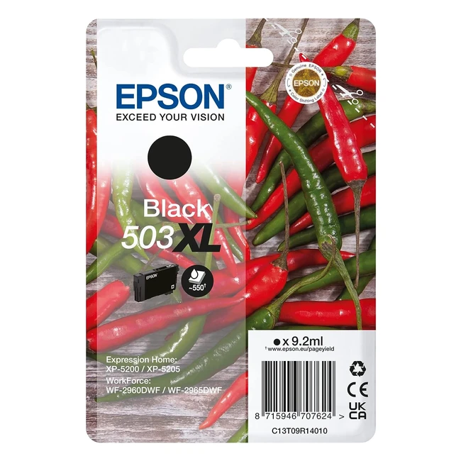 Epson 503XL Chillies Genuine Black Ink Cartridge - Guaranteed Results